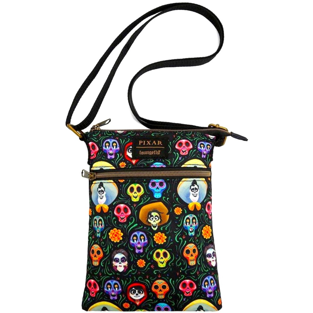 Loungefly Disney Pixar Coco Skulls Passport Crossbody Bag